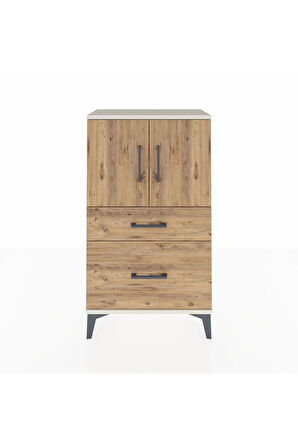 Arges Komodin 2 Raflı 2 Çekmeceli 2 Kapaklı 60x30x106 Aytaşı-Çam