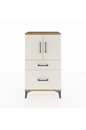 Arges Komodin 2 Raflı 2 Çekmeceli 2 Kapaklı 60x30x106 Çam-Aytaşı
