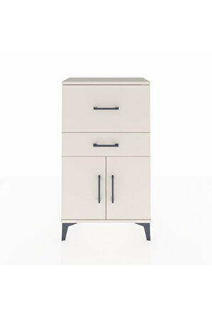 Arges Komodin Tek Raflı 2 Çekmeceli 2 Kapaklı 60x30x106 Aytaşı-Aytaşı
