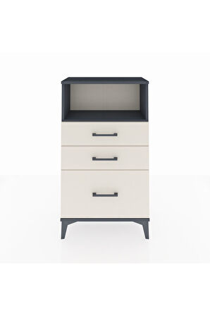 Arges Komodin Tek Raflı 3 Çekmeceli 60x30x106 Antrasit-Aytaşı