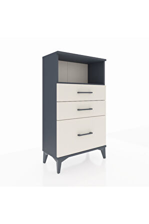 Arges Komodin Tek Raflı 3 Çekmeceli 60x30x106 Antrasit-Aytaşı
