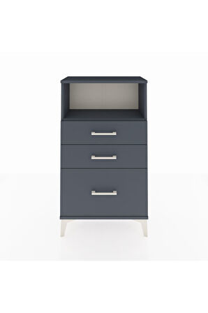 Arges Komodin Tek Raflı 3 Çekmeceli 60x30x106 Antrasit-Antrasit