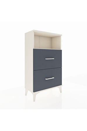 Arges Komodin Tek Raflı 2 Çekmeceli 60x30x106 Aytaşı-Antrasit