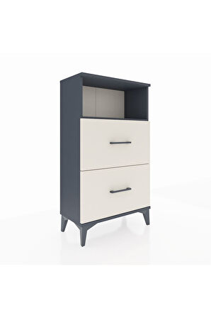 Arges Komodin Tek Raflı 2 Çekmeceli 60x30x106 Antrasit-Aytaşı