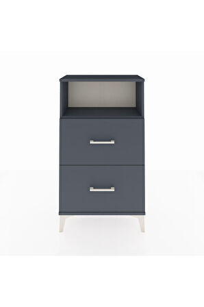 Arges Komodin Tek Raflı 2 Çekmeceli 60x30x106 Antrasit-Antrasit