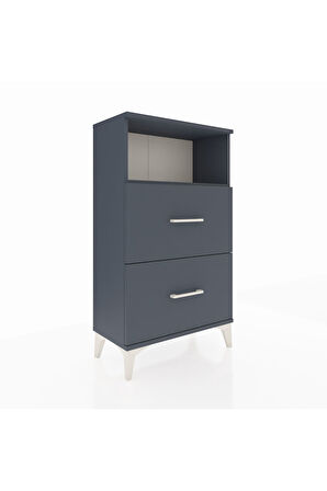 Arges Komodin Tek Raflı 2 Çekmeceli 60x30x106 Antrasit-Antrasit