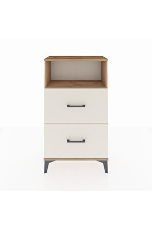 Arges Komodin Tek Raflı 2 Çekmeceli 60x30x106 Çam-Aytaşı