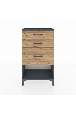 Arges Komodin 3 Çekmeceli 60x30x106 Antrasit-Çam