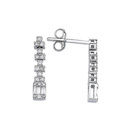 0.33 Karat Baget Taşlı Pırlanta Küpe