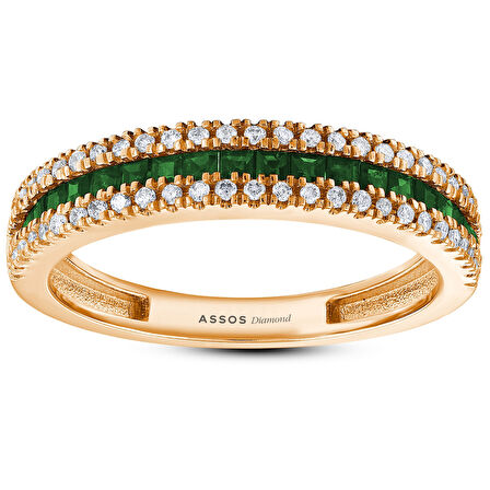 0.22 Karat Prenses Kesim Zümrüt Taşlı Pırlanta Yüzük