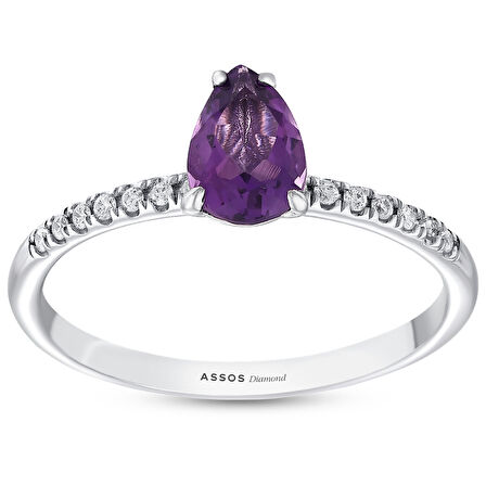 0.07 Karat Ametist Taşlı Pırlanta Yüzük