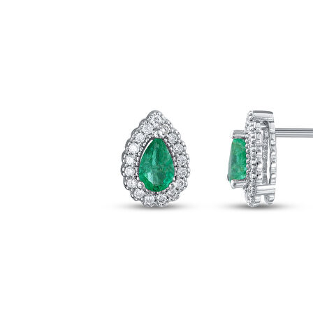 0.15 Karat Zümrüt Taşlı Pırlanta Küpe