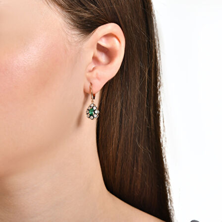 0.05 Karat Zümrüt Renkli Elmas Küpe