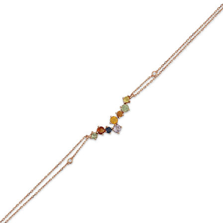 0.02 Karat Pırlanta Renkli Taşlı Bileklik