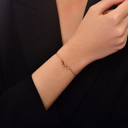 0.02 Karat Pırlanta Renkli Taşlı Bileklik