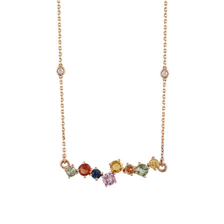 Renkli Taşlı Pırlanta Kolye