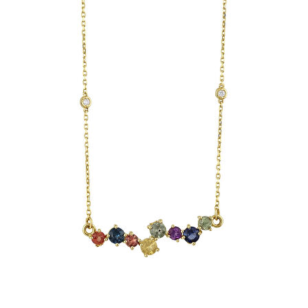 0.06 Karat Renkli Safir Taşlı Kolye