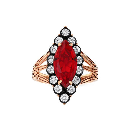 0.04 Karat Yakut Renkli Elmas Yüzük