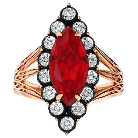 0.04 Karat Yakut Renkli Elmas Yüzük