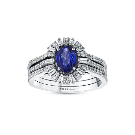 0.41 Karat Safir Taşlı Pırlanta Yüzük