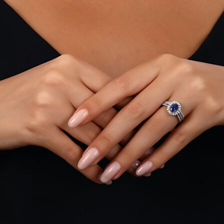 0.41 Karat Safir Taşlı Pırlanta Yüzük