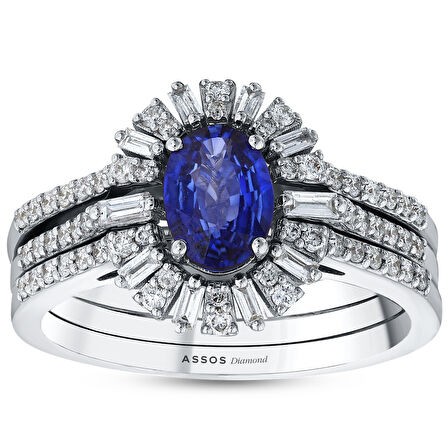 0.41 Karat Safir Taşlı Pırlanta Yüzük