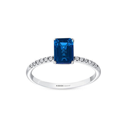 0.08 Karat London Blue Topaz Taşlı Pırlanta Yüzük
