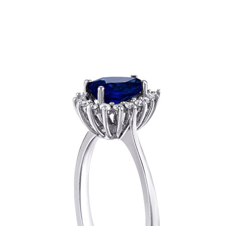 0.13 Karat Safir Taşlı Pırlanta Yüzük