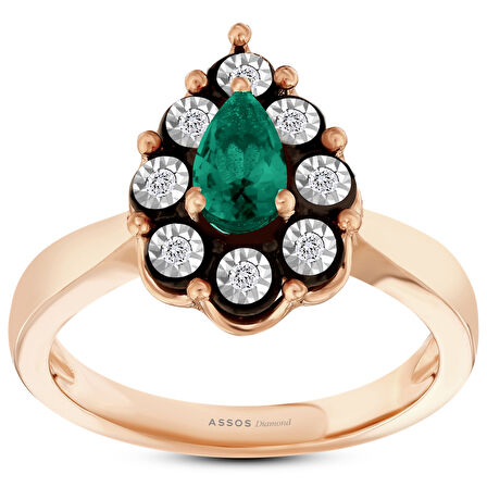 0.05 Karat Zümrüt Renkli Elmas Yüzük