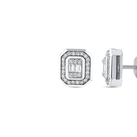 0.34 Karat Pırlanta Baget Taşlı Küpe