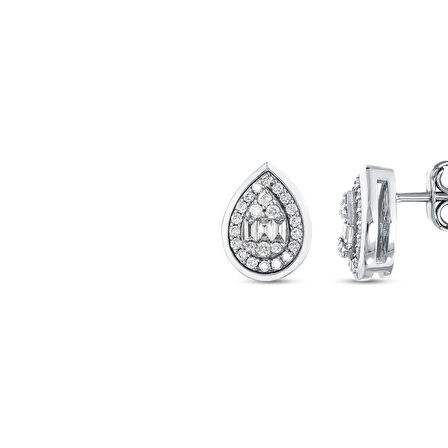0.37 Karat Baget Taşlı Pırlanta Küpe