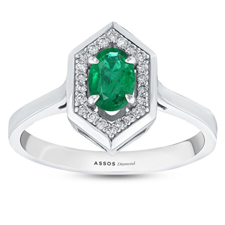 0.11 Karat Zümrüt Taşlı Pırlanta Yüzük