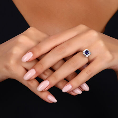 0.10 Karat Safir Taşlı Pırlanta Yüzük