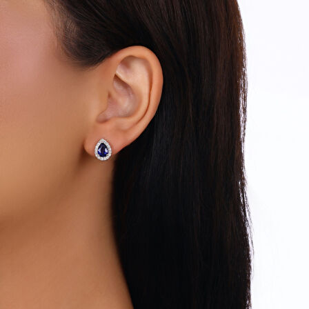 0.20 Karat Safir Renkli Pırlanta Küpe