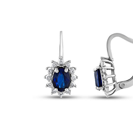 0.10 Karat Safir Taşlı Pırlanta Küpe