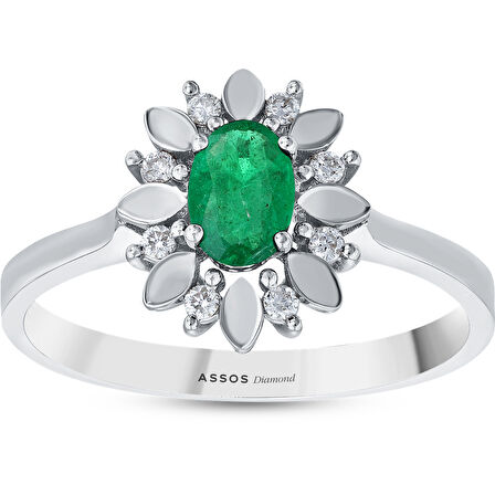 0.07 Karat Zümrüt Taşlı Pırlanta Yüzük