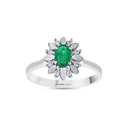 0.07 Karat Zümrüt Taşlı Pırlanta Yüzük