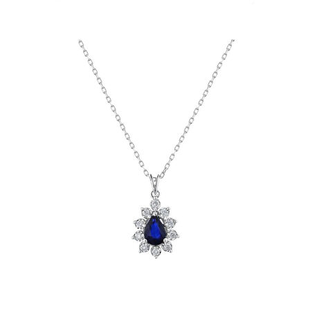 0.12 Karat Safir Taşlı Pırlanta Kolye