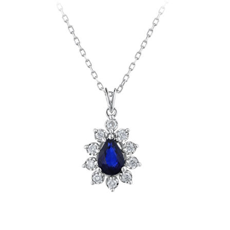 0.12 Karat Safir Taşlı Pırlanta Kolye