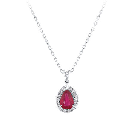 0.13 Karat Yakut Taşlı Pırlanta Kolye