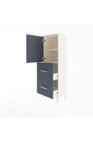 Arges Dolap 2 Raflı 2 Çekmeceli Tek Kapaklı 44x30x134 Aytaşı-Antrasit