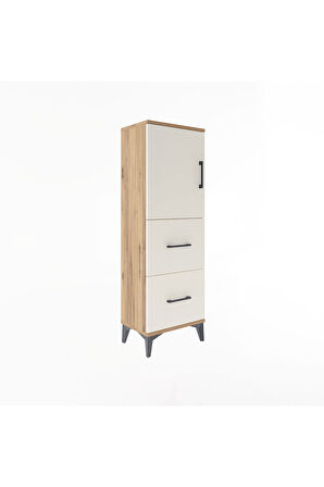 Arges Dolap 2 Raflı 2 Çekmeceli Tek Kapaklı 44x30x134 Çam-Aytaşı