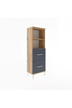 Arges Dolap 2 Raflı 2 Çekmeceli 44x30x134 Çam-Antrasit