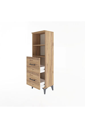 Arges Dolap 2 Raflı 2 Çekmeceli 44x30x134 Çam-Çam