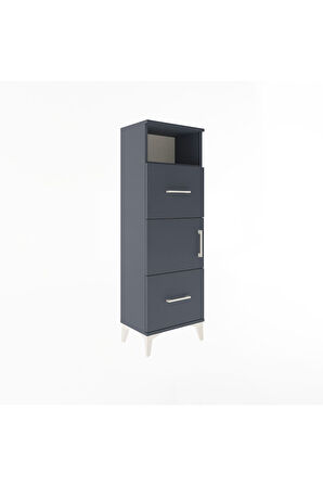 Arges Dolap 2 Raflı 2 Çekmeceli Tek Kapaklı 44x30x134 Antrasit-Antrasit