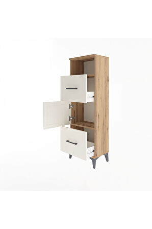 Arges Dolap 2 Raflı 2 Çekmeceli Tek Kapaklı 44x30x134 Çam-Aytaşı