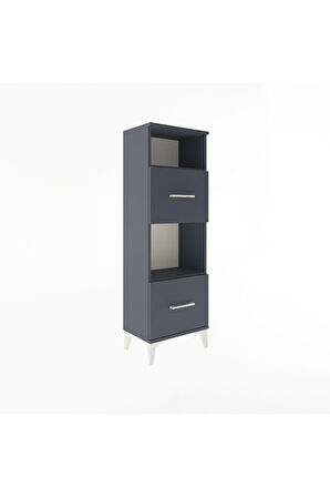 Arges Dolap 2 Raflı 2 Çekmeceli 44x30x134 Antrasit-Antrasit