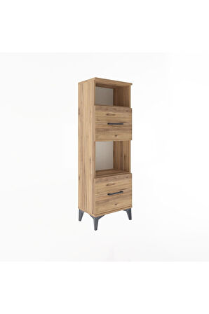 Arges Dolap 2 Raflı 2 Çekmeceli 44x30x134 Çam-Çam