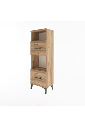 Arges Dolap 2 Raflı 2 Çekmeceli 44x30x134 Çam-Çam
