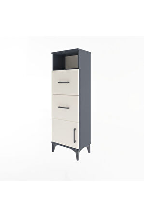 Arges Dolap Tek Raflı 2 Çekmeceli Tek Kapaklı 44x30x134 Antrasit-Aytaşı